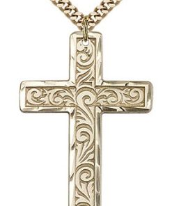 Gold Filled Knurled Cross Necklace #87784