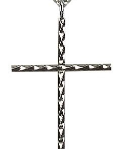 Sterling Silver Knurled Cross Necklace #87494