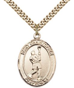 Gold Filled St. Christopher/Lacrosse Pendant