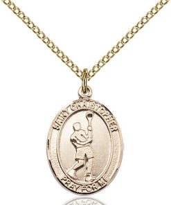 Gold Filled St. Christopher/Lacrosse Pendant