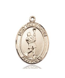 14kt Gold St. Christopher/Lacrosse Medal