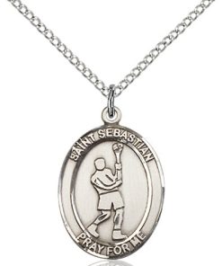 Sterling Silver St. Sebastian/Lacrosse Pendant
