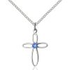 Loop Cross Pendant - September Birthstone - Sterling Silver #88443
