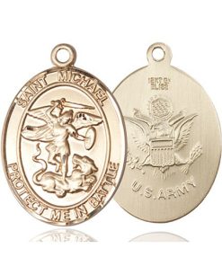 St. Michael Army Pendant - 14 KT Gold (#89870)