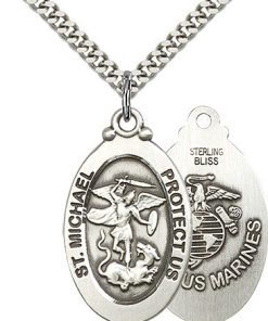Sterling Silver St. Michael - Marines Pendant