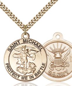 St. Michael Navy Pendant - Gold Filled (#89832)