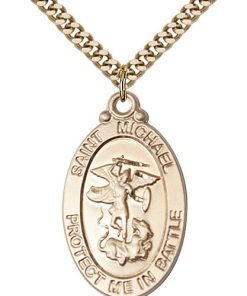 St Michael Navy Pendant - Gold Filled (#89850)