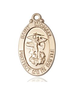 St Michael Navy Pendant - 14 KT Gold (#89856)