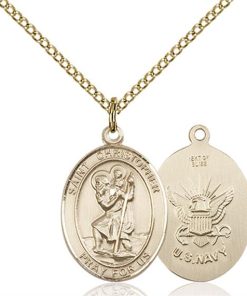 St. Michael Navy Pendant - Gold Filled (#89868)