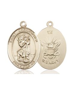 St. Michael Navy Pendant - 14 KT Gold (#89874)