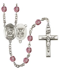 St Michael-Navy Rosary - Amethyst Beads (#R16369)