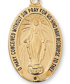 Miraculous Medal in Gold Plated Sterling Silver