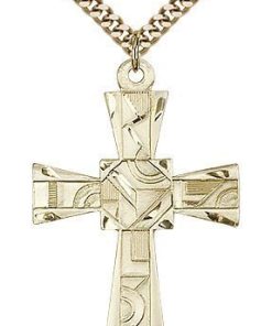 Gold Filled Mosaic Cross Necklace #87999