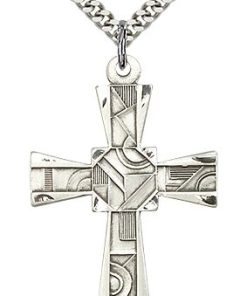 Sterling Silver Mosaic Cross Necklace #88002