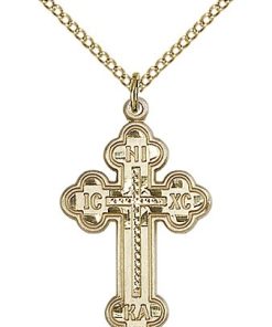 Gold Filled Russian Cross Necklace #87013