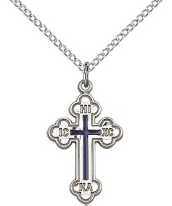 Sterling Silver Russian Cross Necklace #87008