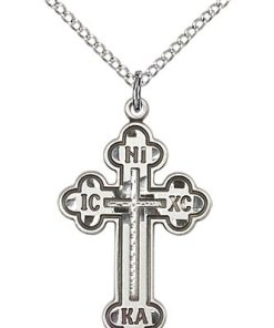 Sterling Silver Russian Cross Necklace #87016