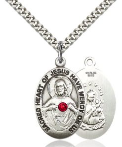 Scapular Pendant - July Birthstone - Sterling Silver #88779
