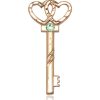 Small Key - Double Hearts Medal - August Birthstone - 14 KT Gold #89645