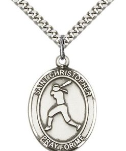 Sterling Silver St. Christopher/Softball Pendant