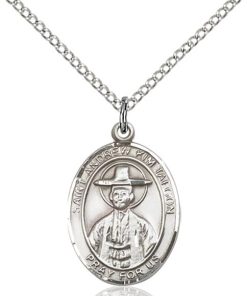 St Andrew Kim Taegon - Sterling Silver with 18 in. Chain - Engravable (#81034)