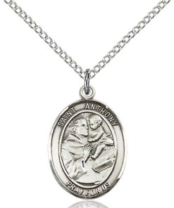 St Anthony Medal - Sterling Silver with 18 in. Chain - Engravable