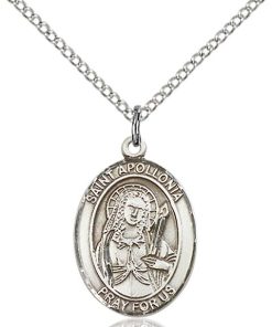 St Apollonia Medal - Sterling Silver with 20 in. Chain - Engravable (#81049)