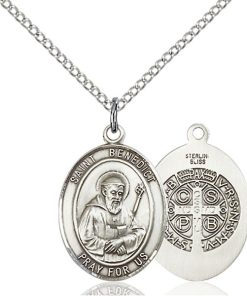 St Benedict Medal - Sterling Silver with 20 in. Chain