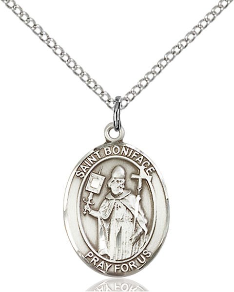 St Boniface Medal - Sterling Silver with 20 in. Chain - Engravable (#81090)