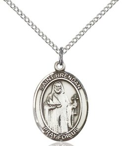 St Brendan Medal - Sterling Silver with 20 in. Chain - Engravable