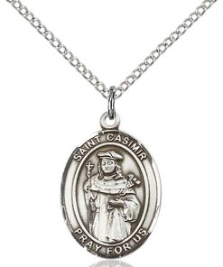 St Casimir Medal - Sterling Silver with 20 in. Chain - Engravable (#81109)