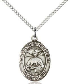 St Catherine Laboure Medal - Sterling Silver with 20 in. Chain - Engravable (#81113)