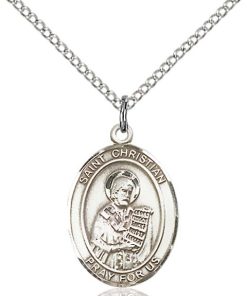 St Christian Demosthenes Medal - Sterling Silver with 20 in. Chain - Engravable (#81125)