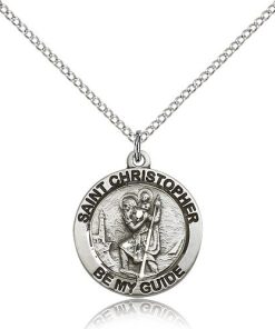 St. Christopher Medal Sterling Silver Medium Engravable