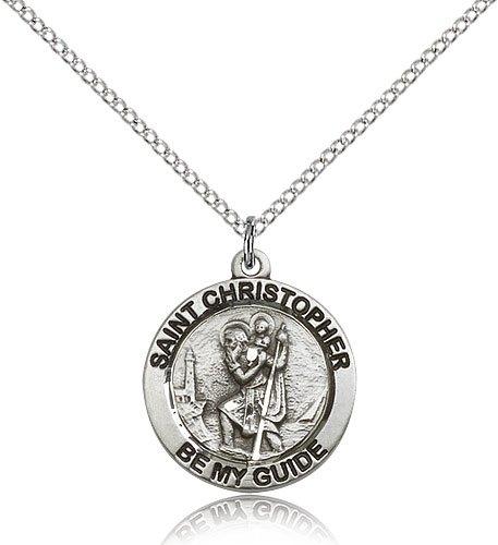 St. Christopher Medal Sterling Silver Medium Engravable