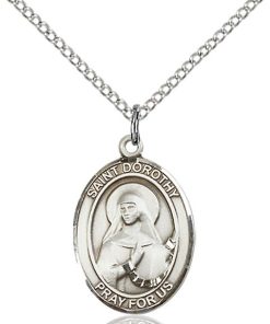 St Dorothy Medal - Sterling Silver with 18 in. Chain - Engravable (#15536)