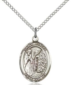 St Fiacre Medal - Sterling Silver with 20 in. Chain - Engravable (#81188)