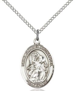 St Gabriel Archangel Medal - Sterling Silver with 20 in. Chain - Engravable