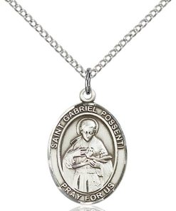 St Gabriel Possenti Medal - Sterling Silver with 18 in. Chain - Engravable (#81204)