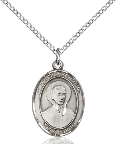 St John Berchmans Medal - Sterling Silver with 20 in. Chain - Engravable (#81278)
