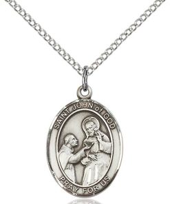 St John of God Medal - Sterling Silver with 18 in. Chain - Engravable