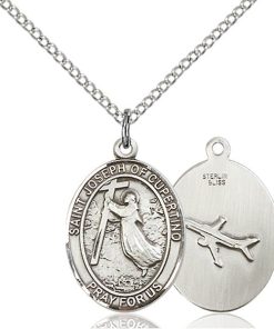 St Joseph Cupertino Medal with Pilot Back - Sterling Silver with 20 in. Chain