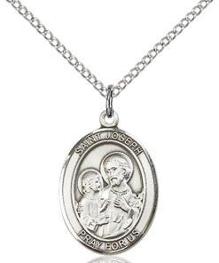 St Joseph Medal - Sterling Silver with 20 in. Chain - Engravable