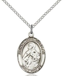 St Maria Goretti Medal - Sterling Silver with 20 in. Chain - Engravable (#81370)