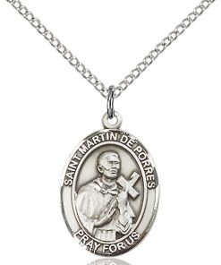 St Martin de Porres Medal - Sterling Silver with 18 in. Chain - Engravable (#81380)
