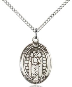 St Matthias The Apostle Medal - Sterling Silver with 20 in. Chain - Engravable (#81391)