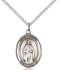St Odilia Medal - Sterling Silver with 18 in. Chain - Engravable (#81409)