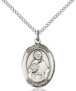 St Philip Medal - Sterling Silver with 18 in. Chain - Engravable (#81429)