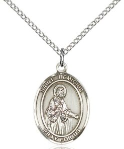 St Remigius Of Reims Medal - Sterling Silver with 18 in. Chain - Engravable (#81460)