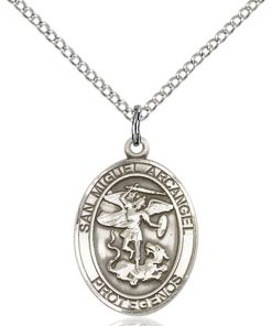 San Miguel Archangel-Spanish Medal - Sterling Silver with 18 in. Chain - Engravable (#81484)